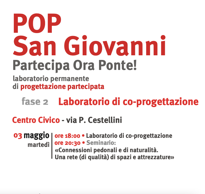 Al via la seconda fase del percorso partecipativo POP San Giovanni sul progetto Pinqua2